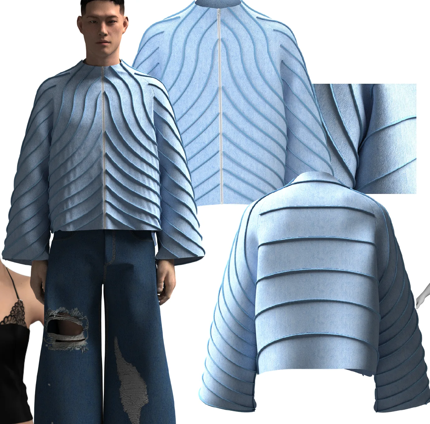 A garment resolved in CLO 3D
